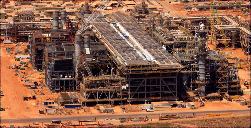 aerial image of Gorgon Gas plant in construction