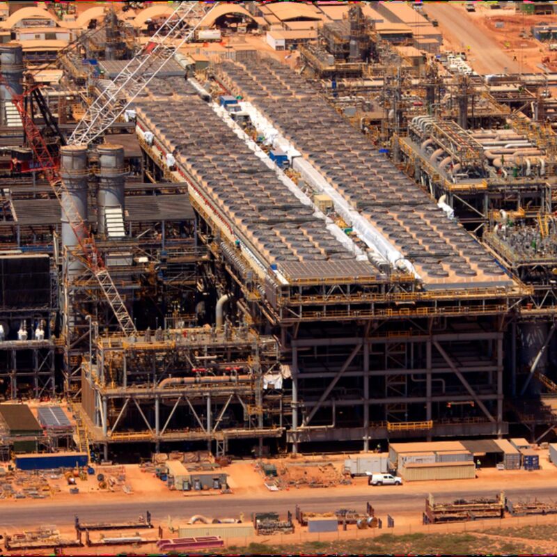 aerial image of Gorgon Gas plant in construction