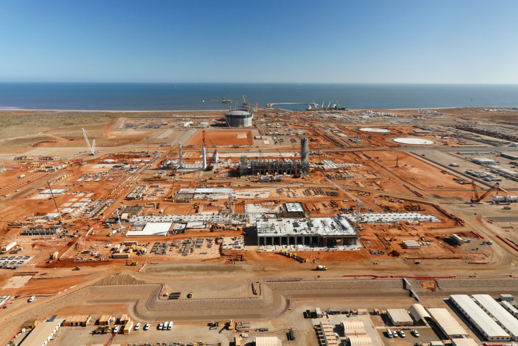 image of plant site in construction at Wheatstone LNG