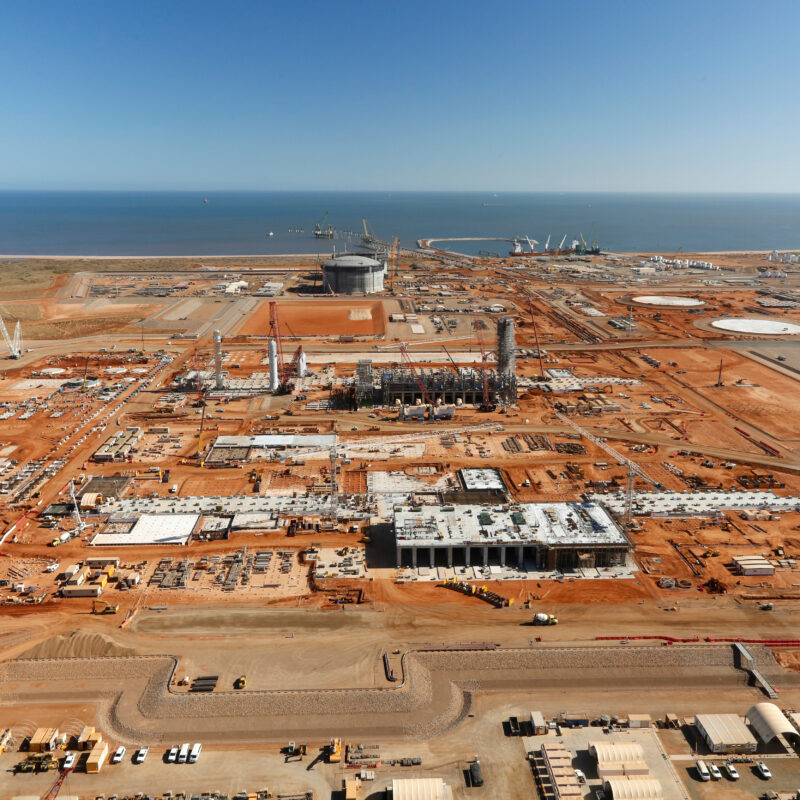 image of plant site in construction at Wheatstone LNG