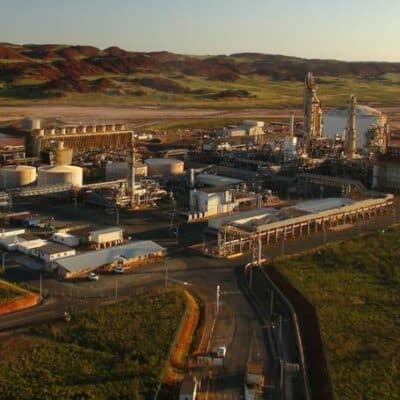 Yara Pilbara's ammonia plant on the Burrup Peninsula. aerial view in colour