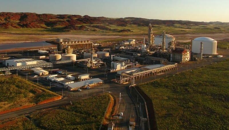 Yara Pilbara's ammonia plant on the Burrup Peninsula. aerial view in colour